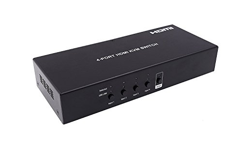 E-SDS 4 Port HDMI KVM Switch USB KVM Switch with HDMI Support Button Switch, Hotkey Switch and Auto Scan Switch