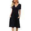 LILBETTER-Womens-Summer-Casual-Short-Sleeve-V-Neck-Short-Party-Dress-with-Pockets LILBETTER Women's Summer Casual Short Sleeve V-Neck Short Party Dress with Pockets Black Large