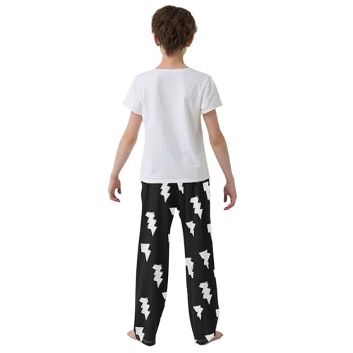 Boys' Pants Doodle White Lightning Bolt Long Bottoms Jogger Pants Elastic Waist Trousers with Pockets S-XL3