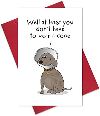 Funny Get Well Soon Card Gift, Humor Speedy Surgery Recovery Card for Him Her Friends, At Least You Don't Have to Wear A Cone
