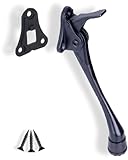 OGC 6-Inch Kickdown Door Stopper, Height Adjustable Flip-Down Door Holder, Door-Mounted Aluminum Stop with Rubber Tip, Black