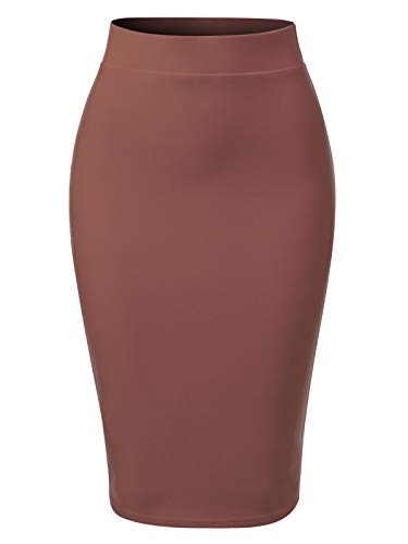 MixMatchy Women's Office Work Pencil Skirt Stretch High Waist Knee Length Bodycon for Business Casual - Main Image