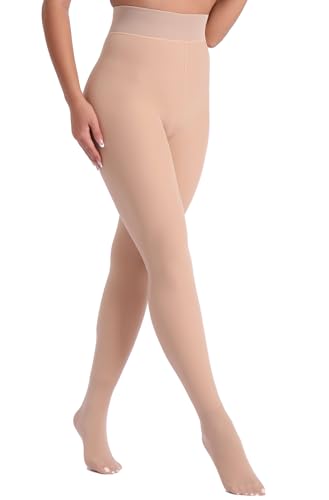 Image of MERYLURE Fake Translucent Fleece Lined Tights for Women Winter Warm Thick Thermal Velvet Pantyhose