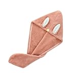 Ipetboom Saugfähige Fleece Haarturban Duschhaube mit Knopf Schnelltrocknend Schützender Trockenhut...