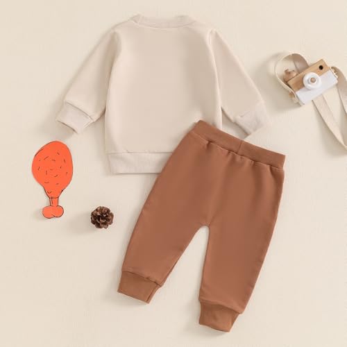 Thanksgiving Toddler Baby Boy Clothes Mam's Dad's Little Turkey Crewneck Sweatshirt Tops Sweatpants Set 2Pcs Outfit3