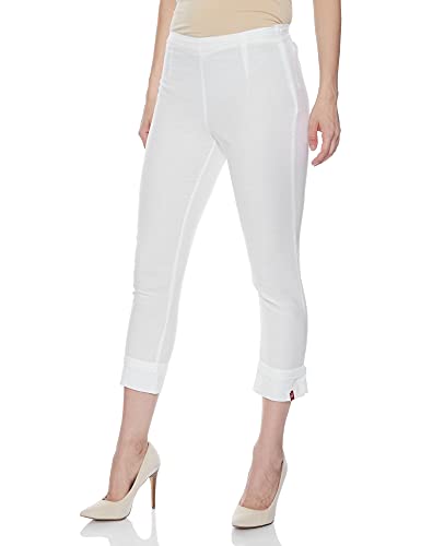 Image of BIBA Cotton Blend Solid Regular Casual Pants