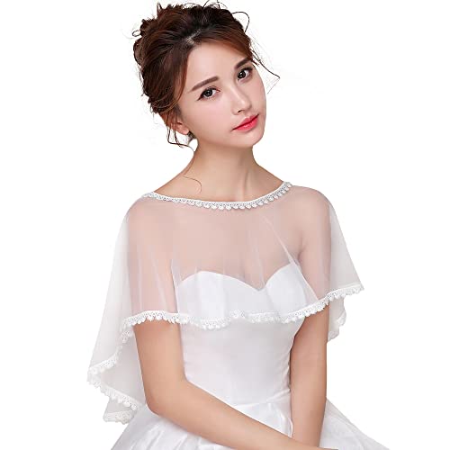 Octwine Bridal Lace Wedding Shawls Wrap Embroidered Shrug Bolero Cape Shoulder Covers Up for Women (Style 6)