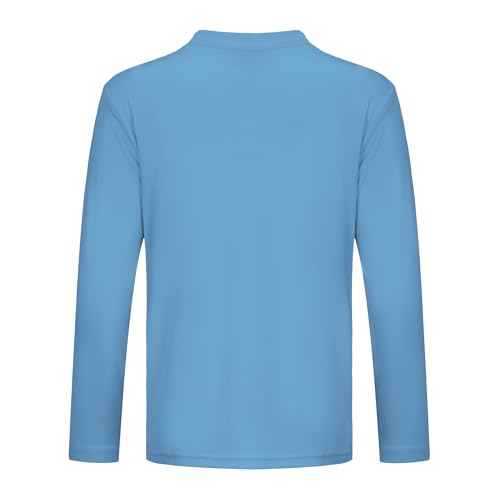 Opna Youth Athletic Performance Long Sleeve Shirts for Boy's or Girl's – UV Protection Moisture Wicking Rash Guard Carolina Blue