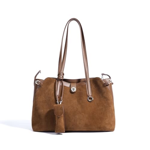 JIUFENG Elegant Large Capacity Suede Leather Shoulder Bag for Women,Multi-Purpose Tote Bag, Perfect for Casual & Everyday Use