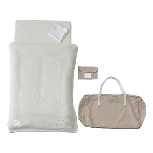 LOWYA ロウヤ 丸洗いOK お昼寝布団 7点セット お昼寝マット 吸放湿綿 防水シーツ コットン100% 天然綿 バニラアイボリー