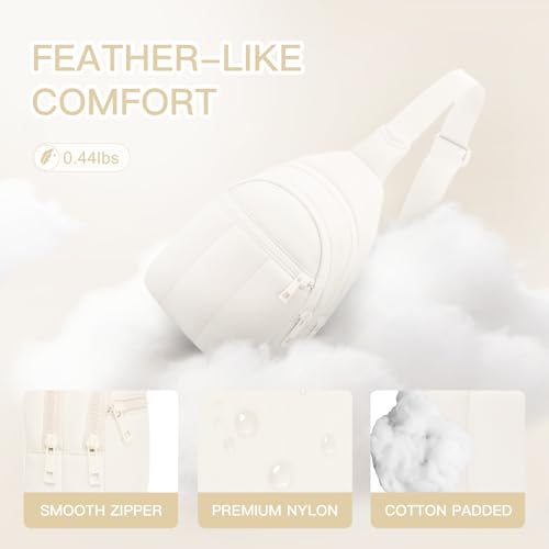 Image of Viverte Quilted Puffer Crossbody Bags for Women Small Puffy Sling Bag Lightweight Cross Body Bubble Purse Shoulder Bag for Travel (Cream White)
