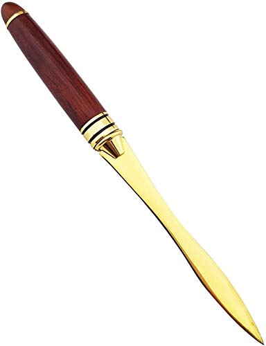Jieddey Letter Opener Gold Envelope Opener Wood Handle Sword Letter Openers Metal Paper Cutting Knife for Ladies Women Men