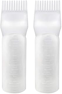 Root Comb Applicator Bottle, Yebeauty 2 Pack 6 Ounce Applicator Bottle for Hair Dye Bottle Applicator Brush Root Comb Bottle with Graduated Scale-White