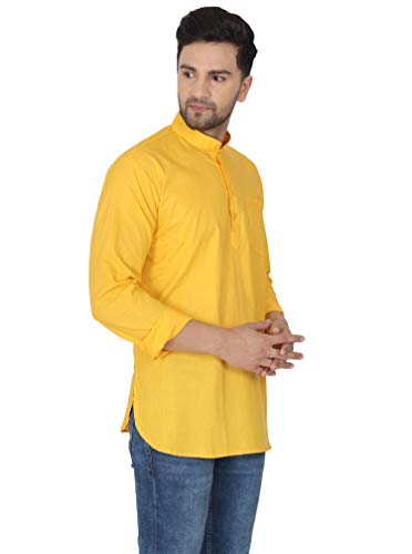 Image of AMAZON BRAND - ANARVA Men's Pure Cotton Solid Kurta Long Sleeves Band Collar Casual Shirt