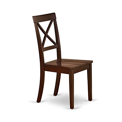 East West Furniture CABO7-MAH-W Mid Century Set 7 Piece-Wooden Chairs Seat-Mahogany Finish Kitchen dining room Table and Frame, 7