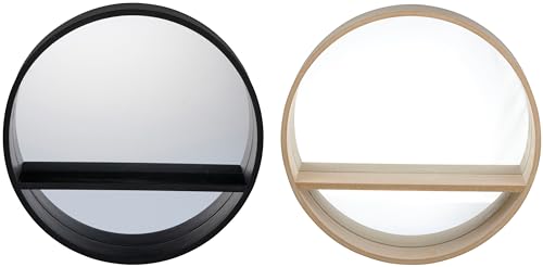 Arti Casa Miroir Mural avec Étagère - Miroir Rond - 35 x 8 x 35 cm - Convient pour Le Couloir, la Salle de Bains, Le Salon et la Chambre à Coucher -...