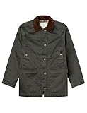 SPRINGFIELD Ranglan Sleeves Barbour with Waxy Coating, Neck Collar in Cordouroy And Patch Pockets Cappotto, Kaki, L Donna