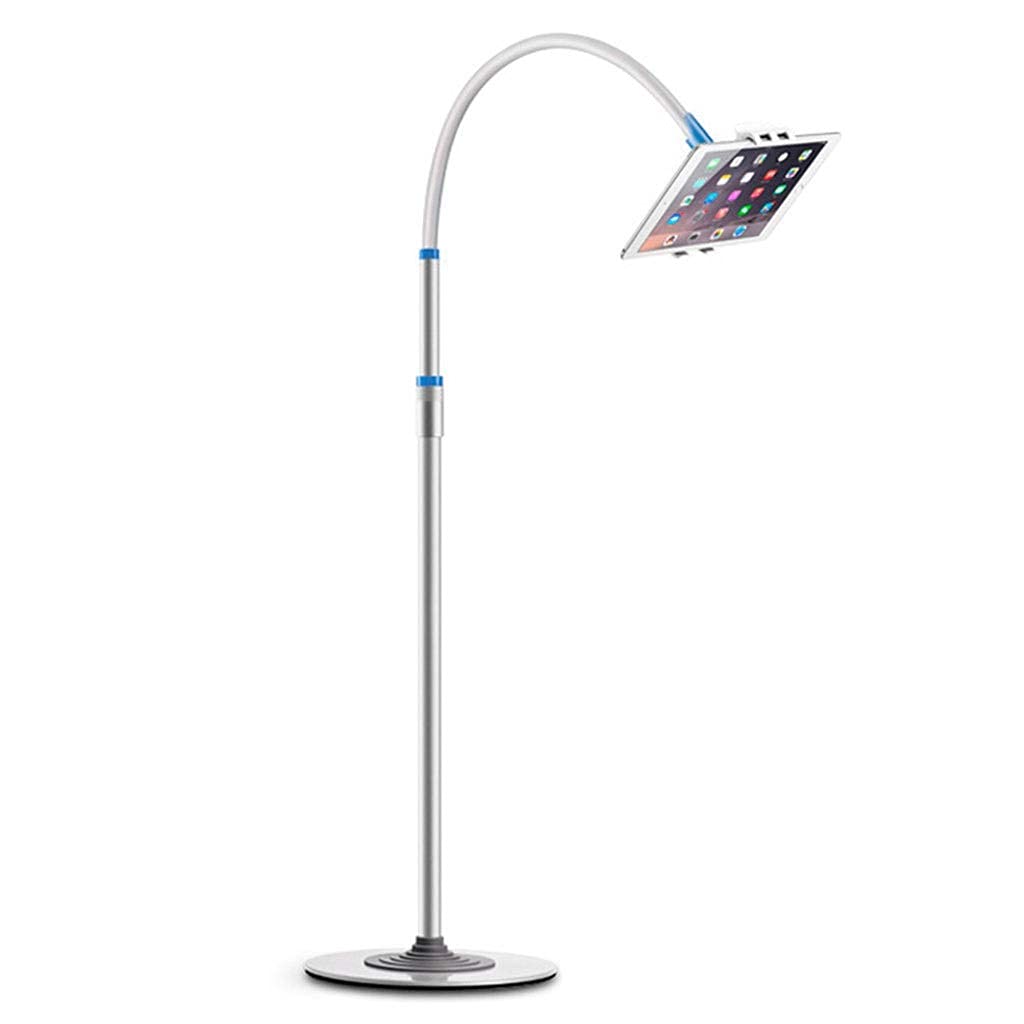 Soporte de Piso para Tableta Soporte de Piso para Tableta con Cuello de Cisne y Brazo de Acero Altura Ajustable de 53 a 74 Pulgadas Abrazadera Universal para Tableta Lazy Mount para Todos lo