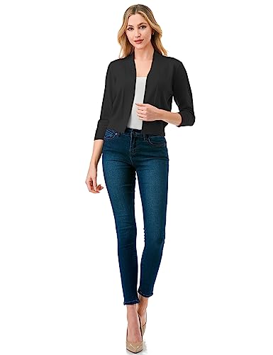 Lalabee Women'S Classic 3/4 Sleeve Open Front Cropped Bolero Cardigan-Black-Xxl thumb #4