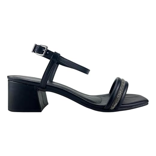 Ramarim, Sandália Ramarim Salto Médio Preta com Tira Strass 2430203 Cor:Preto;tamanho:36;Genero:Feminino
