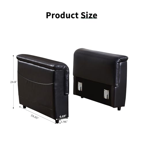 Image of RARZOE Modular Sectional Couch Armrests Module, Faux Leather Armrests Modular Sofa Side Part, Modular Sectional Sofa Module for Living Room Home Theater,Black
