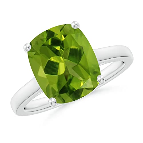 Angara Natural Peridot Ring for Women | Classic Cushion Peridot
