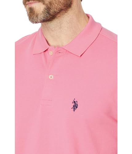 Image of U.S. POLO ASSN. Men Cotton Regular Fit Solid Polo With Small Pony | Two-Button Closure Pique Polo Shirt, Summer Fashion Golf Shirt