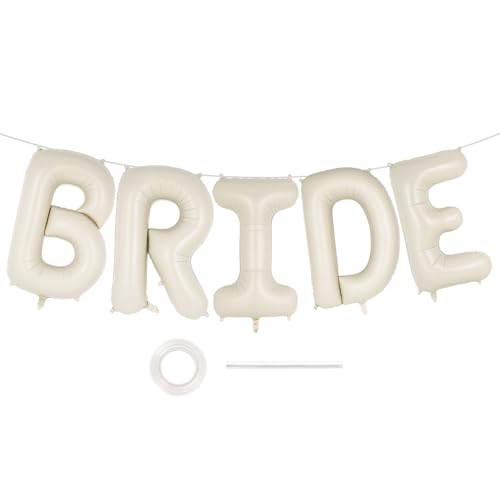 Image of 40 Inch Beige BRIDE Balloons, Giant Bride To Be Balloon, Letter Balloons for Bachelorette Party, Bridal Photo Booth Banner, Wedding Decorations