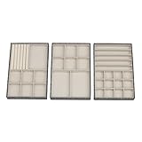 Household Essentials 3-Tier Jewelry Tray, Sturdy Chipboard With Polyester Linen Wrap, Graphite