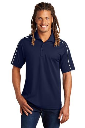 SPORT-TEK Unisex Micropique Sport-Wick Piped Polo | Short Sleeve Collared Shirt for Men & Women, Casual Fit Top