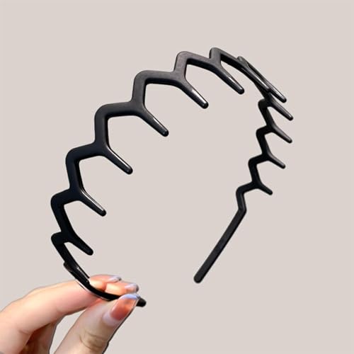 Wziys SP28601-ZM 2Pcs Zig Zag Headbands For Women Men, Black Plastic Hair Bands Non Slip Wave Headbands Shark Teeth Hair Comb Headbands 90S Fashion Accessories thumb #1