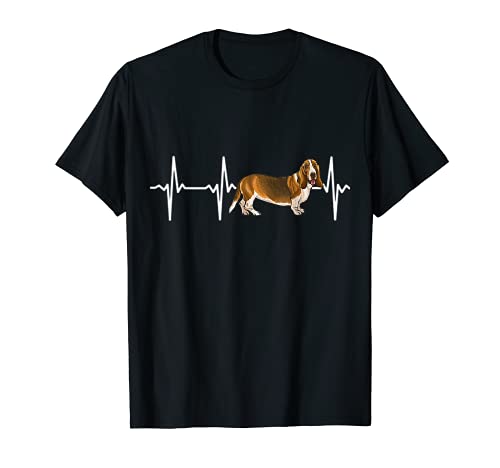 Basset Hound Heartbeat Love My Dog T-Shirt, Black