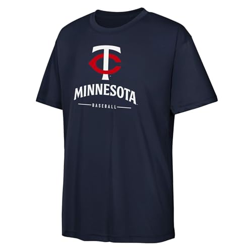 MLB Kids Youth 4-20 Official Team Spirit Premier T-Shirt (US Numeric 14 16 Regular Minnesota Twins - Navy)