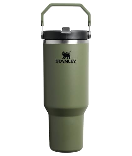 Image of STANLEY IceFlow 2.0 Flip Straw Tumbler with Handle 40 oz | Twist On Lid and Flip Up Straw | Leakproof Water Bottle | Insulated Stainless Steel | BPA-Free | Dried Pine