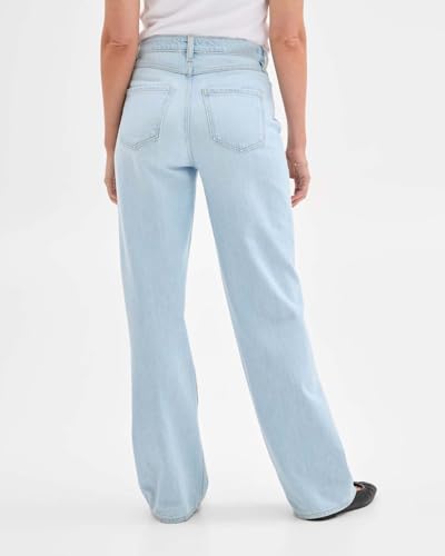 Image of KOTTY Women's High Waist Straight Fit Cotton Blend Denim Jeans|Comfortable Regular Length Casual Jeans for Women
