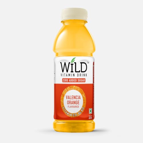Image of Wild Vitamin Drink Valencia Orange Flavoured Low Cal 400ml Pack of 12 - Vitamin C D B3 B12 Contains Electrolytes Zero added sugar Calories 28