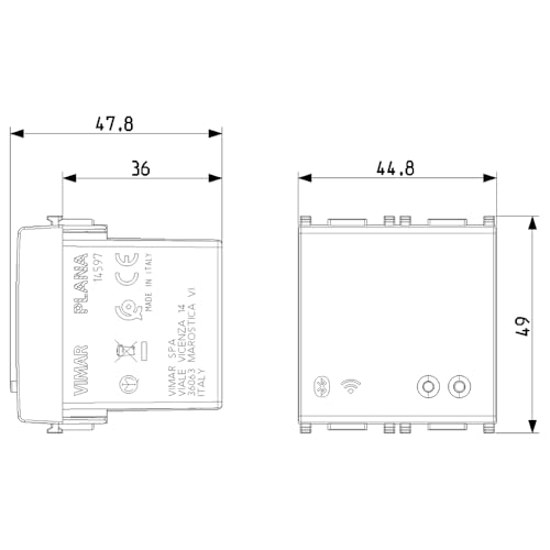 Vimar 14597 Plana Gateway Connesso Iot Bluetooth Wi-Fi Per Integrazione, Configurazione, Supervisione Di View Wireless, Mediante Cloud E App, 2 Moduli - 4