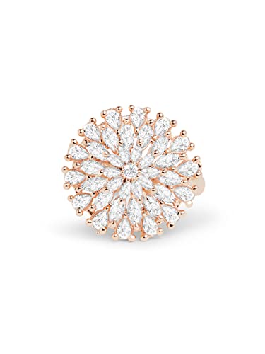 Ami Rose Gold Cubic Zirconia Contemporary Brass Finger Ring For W...