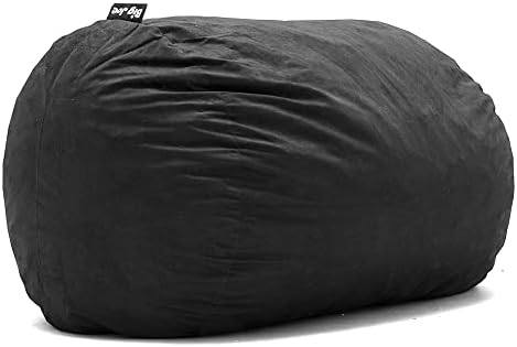 Big Joe Fuf XL Foam Filled Bean Bag Chair with Removable Cover, Black Lenox, Durable Woven Polyester, 5 feet Giant