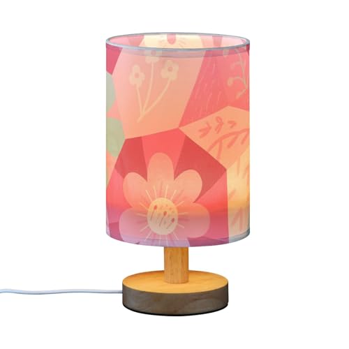 Lámpara USB rosa con flores geométricas para mesa miniatura 2