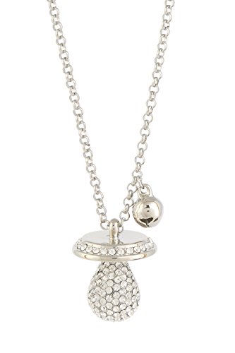 Chiama Angeli Sucette argentoè avec clochette et strass avec chaîne cm.45