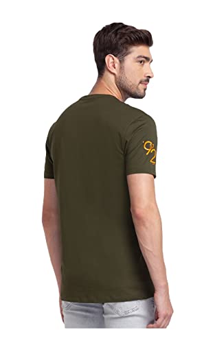 Image of Spykar Men's Slim Fit T-Shirt (MKT02BBFT232RIFLEGREEN3XL Green 3XL)