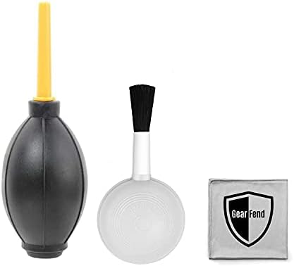 GearFend Dust Cleaner Kit Strong Cleaning Air Blower + Soft Brush Blower for Camera & Camcorder, Lens, LCD Screens, etc + Microfiber Cloth
