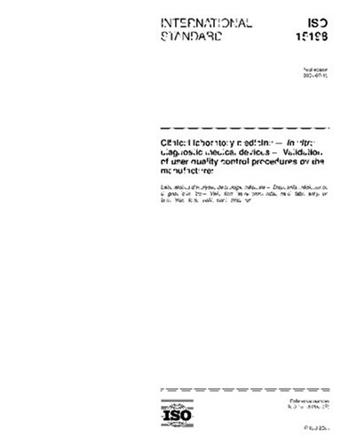 ISO 15198:2004, Clinical laboratory medicine - In vitro diagnostic ...