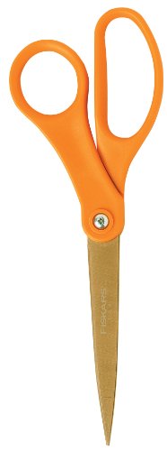 Fiskars 8 Inch Titanium Nitride Shop Shears (171750-1001) , Orange