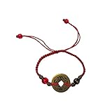  EXINOX Armband Feng Shui Münze Antik  Rote Kordel  Amulett für Glück und Reichtum  Herren Damen  ... Modell 1