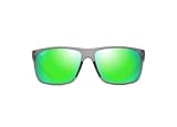 Maui Jim Mens's Lehopulu Polarized Rectangle Sunglasses, Matte Transparent Grey/Mauigreen® Polarized, Large