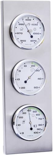 Analogue weather station, weather station for precise measurements of humidity, air pressure and temperatures from -20 °C to + 50 °C, ideal for indoor and outdoor use, 30 x 10