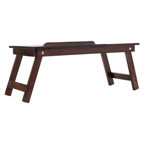 Image of Wooden Finish Standard Multi-Purpose Foldable Portable Bed Table. (Walnut)