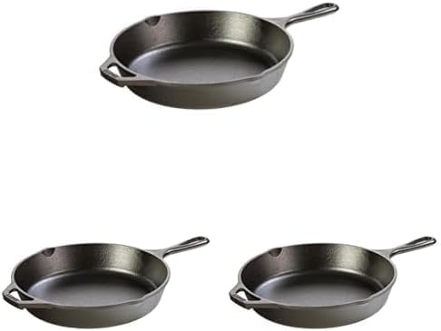 Image of Lodge Seasoned Cast Iron Skillet - PFAS-Free,Non-Toxic Cookware - Use with an Oven,Stove,Grill,or Campfire - Naturally Non-Stick & Oven Safe - 10.25 Inches,(Pack of 3)